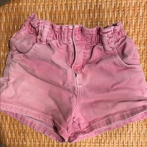 Pink Girls' Casual Elastic Waist Denim Shorts